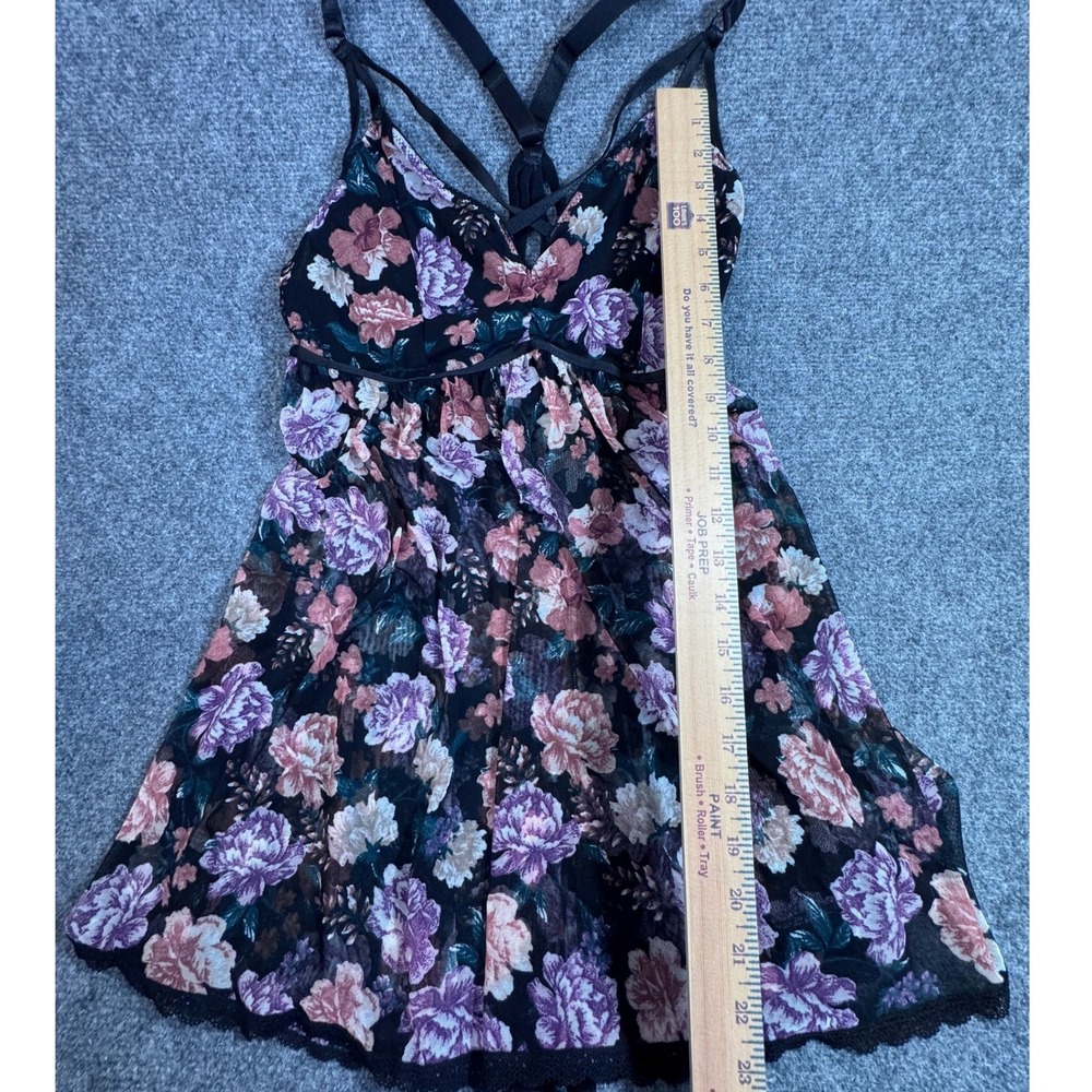 Torrid Curve Floral Mesh Babydoll Lingerie Purple Pink Strappy Caged 1X 148862 - Picture 7 of 7